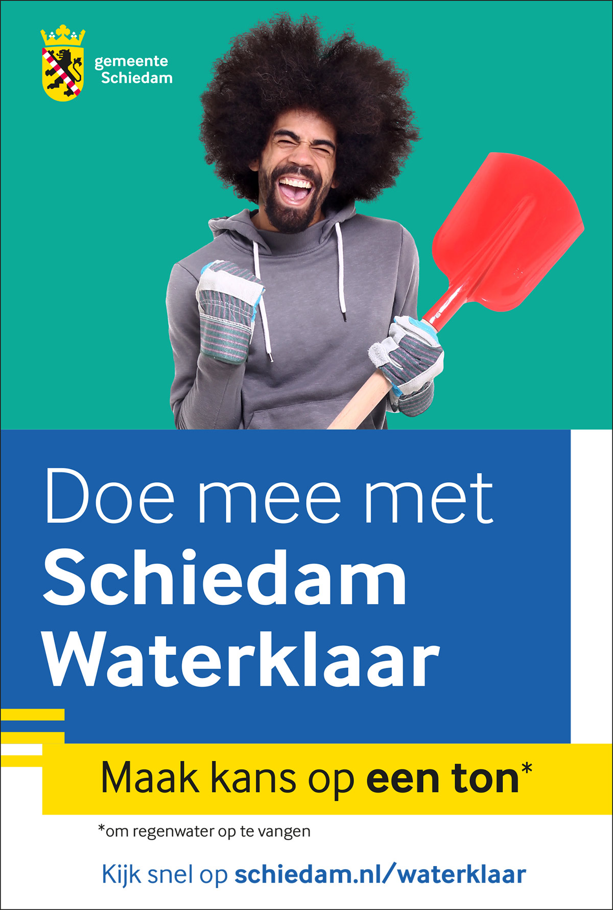 Poster Schiedam waterklaar campagne man met schep