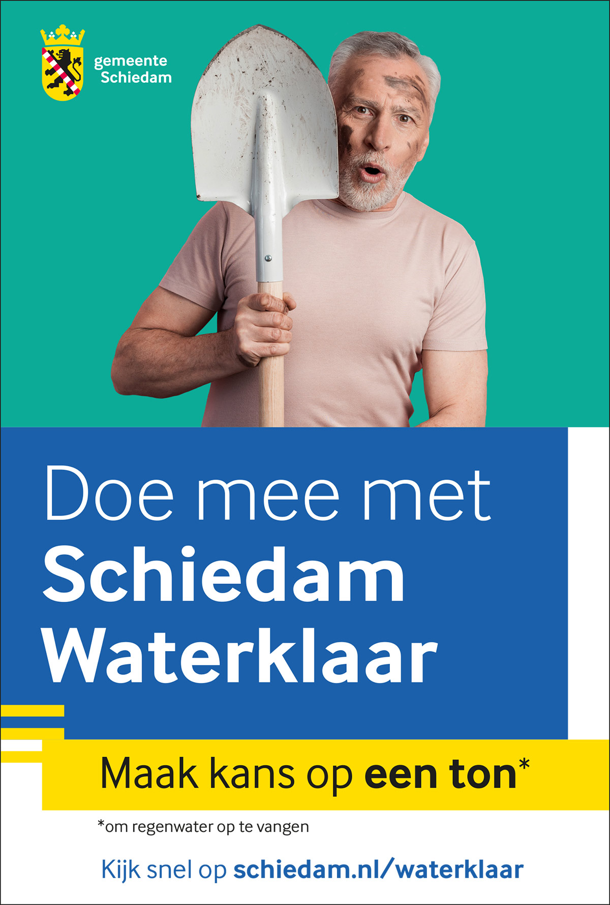 Poster Schiedam waterklaar campagne man met schep
