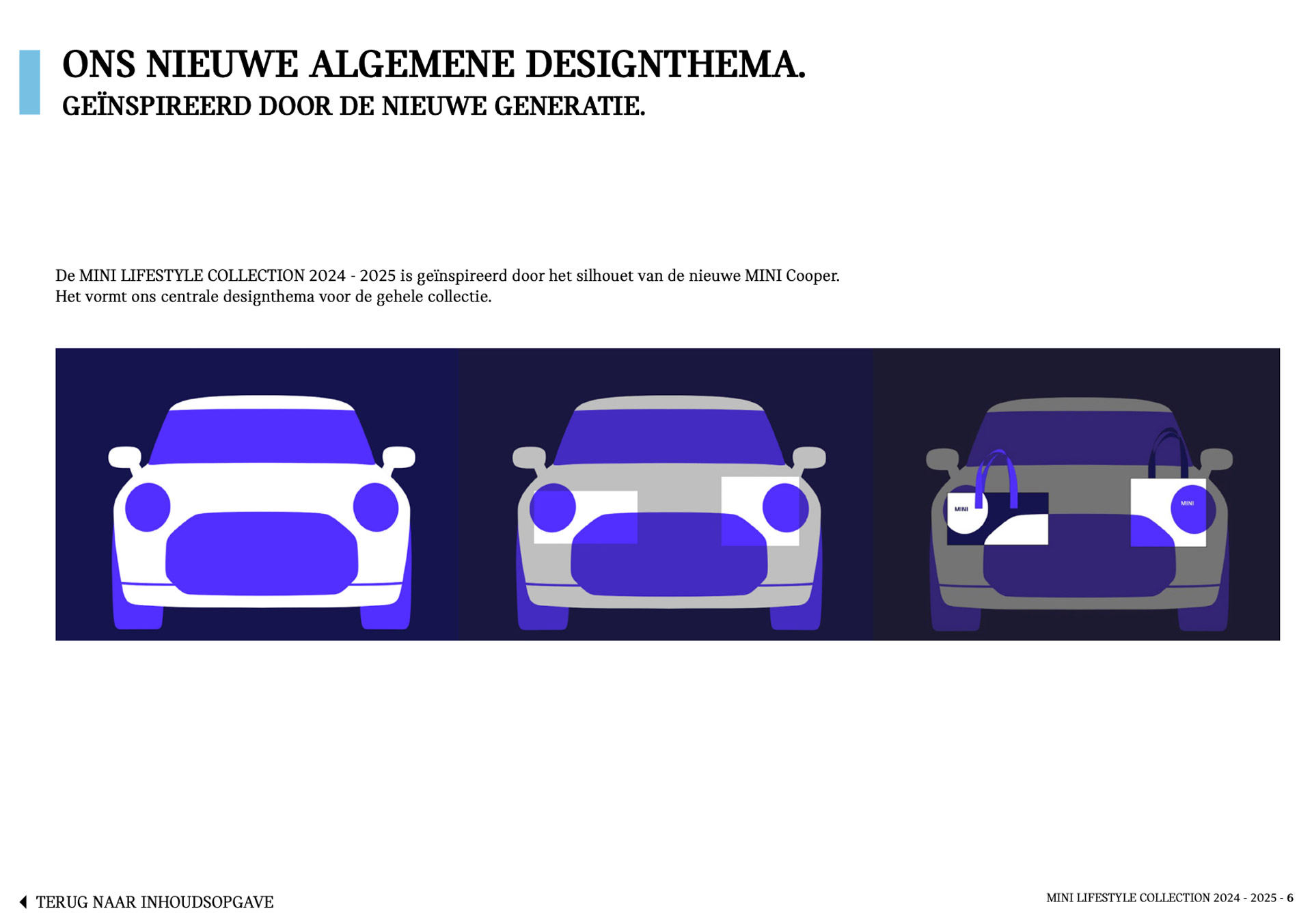 Weergave MINI lifestyle brochure met het designthema